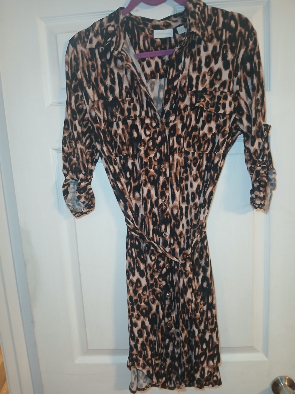 New York & Company Leopard-Print Mini Dress in Brown and Black